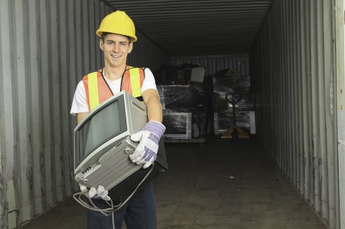 Professional waste recycling workers in East Ham